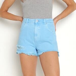 Rolla's Dusters High Rise Slim Distressed Shorts Size 24 Blue Retro Resort Wear